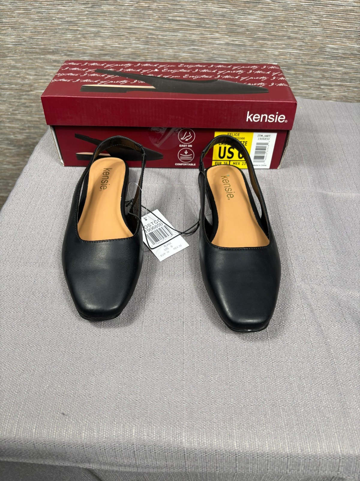 Kensie Felice Slingback Flats Womens Size 6 Black KS252490 NEW