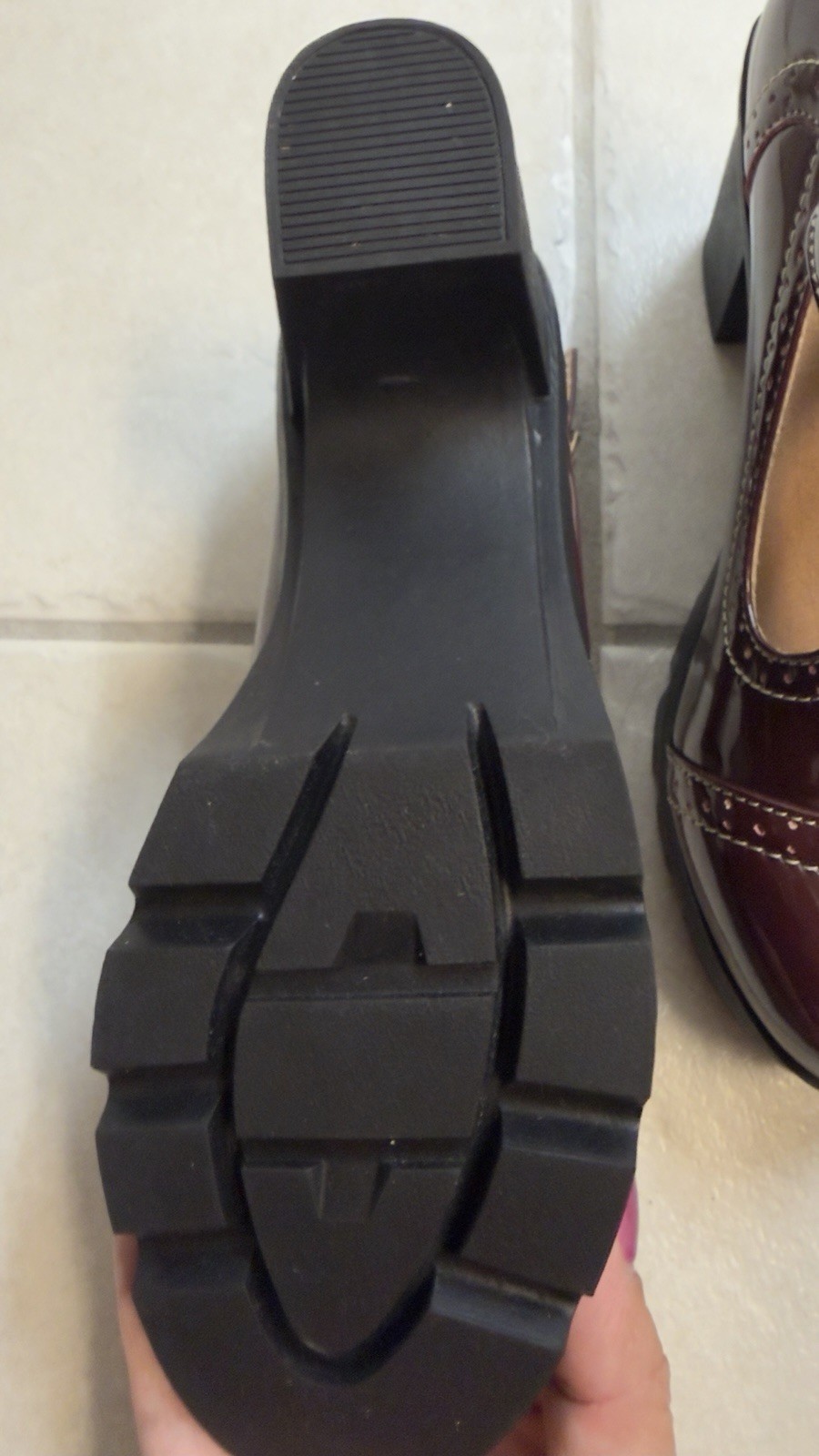 DADAWEN Women’s Burgundy Patent Leather Mary Jane Ankle Strap Buckle 7