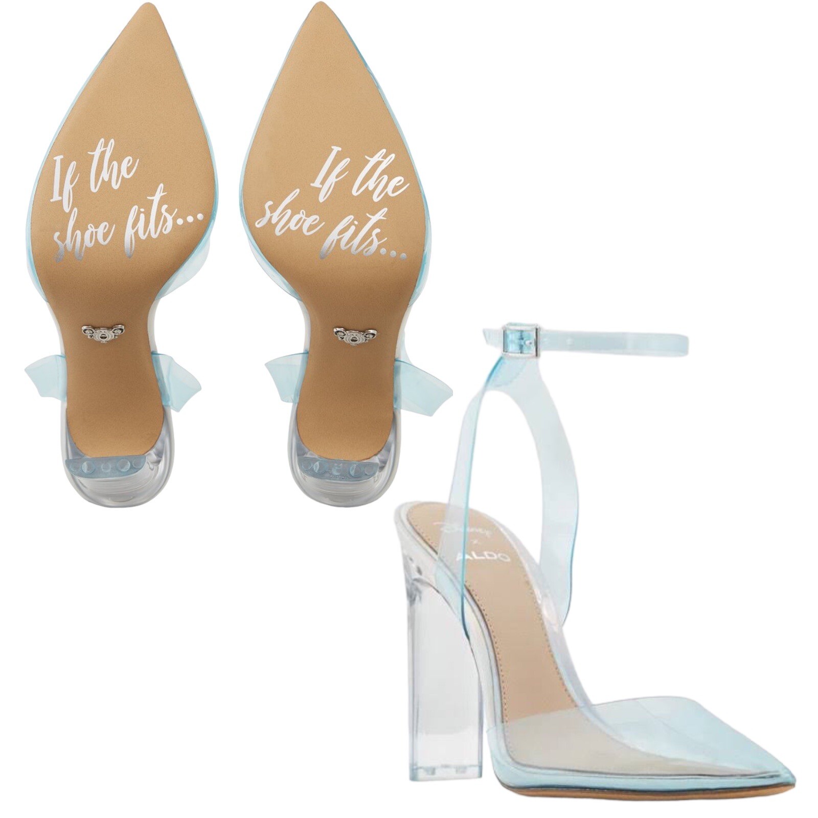 ALDO x Disney Cinderella Glass Slipper Heels Womens 7 Blue Bridal Wedding Shoes