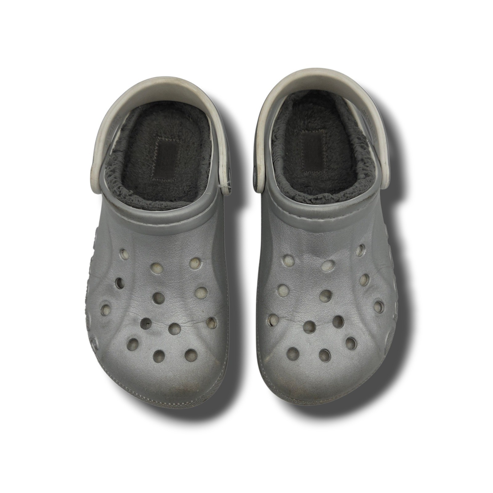 Crocs Baya Lined Clog Womens 7 Silver Slip On