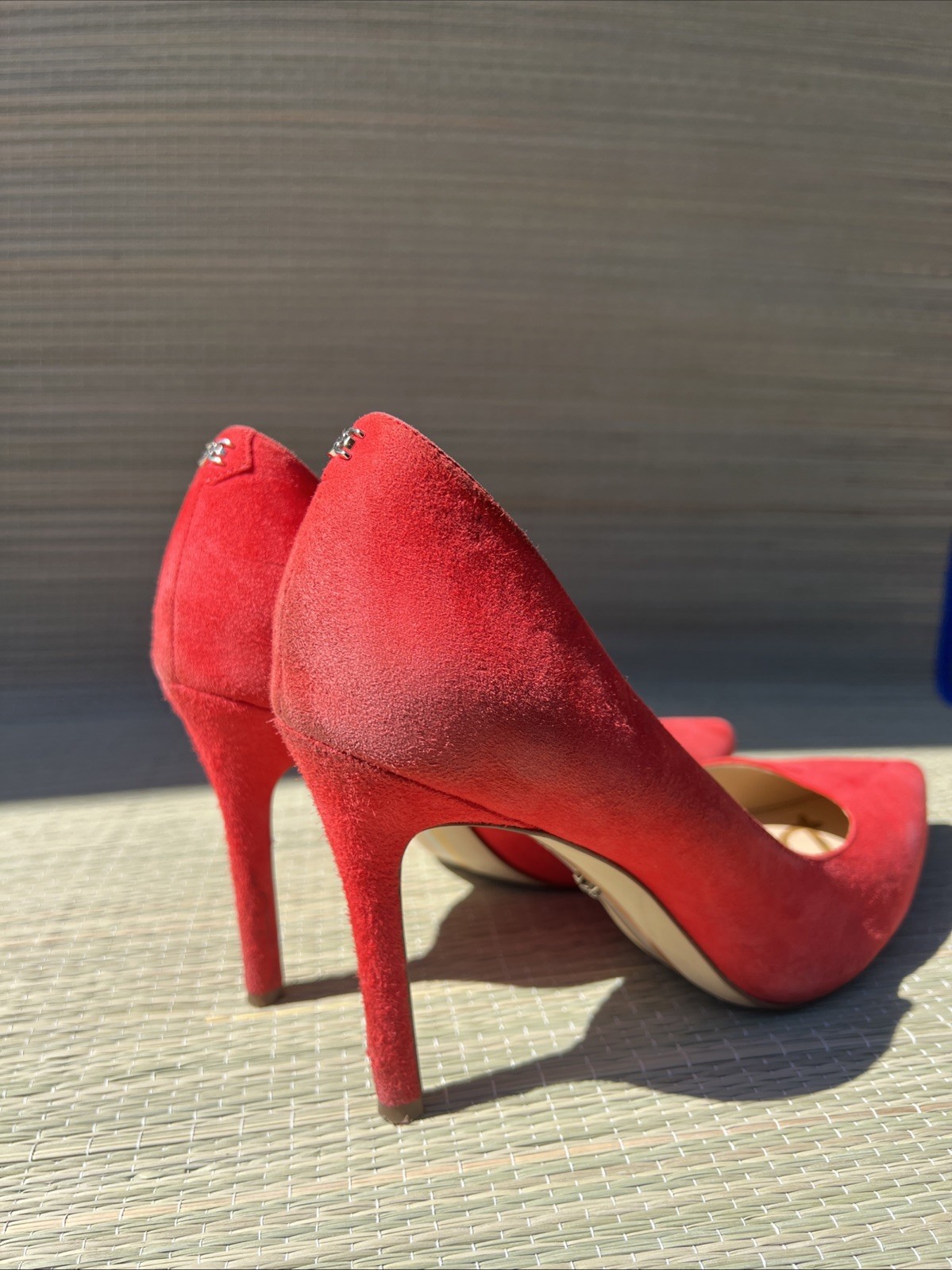 Sam Edelman Women’s Red Suede Heels Size 8 Preowned Condition