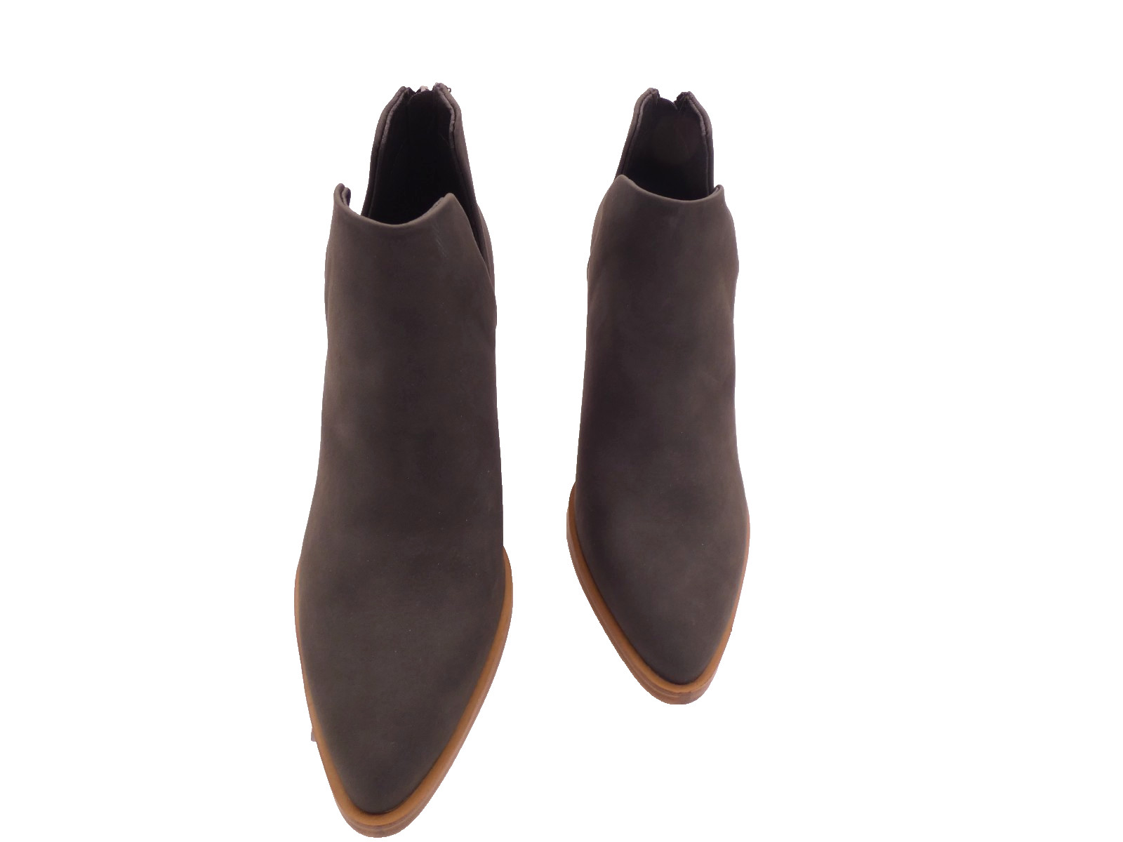 Mysoft Women’s Ankle Boots Slip on Pointed Toe Chunky Stacked Mid Heel 7.5 Gray