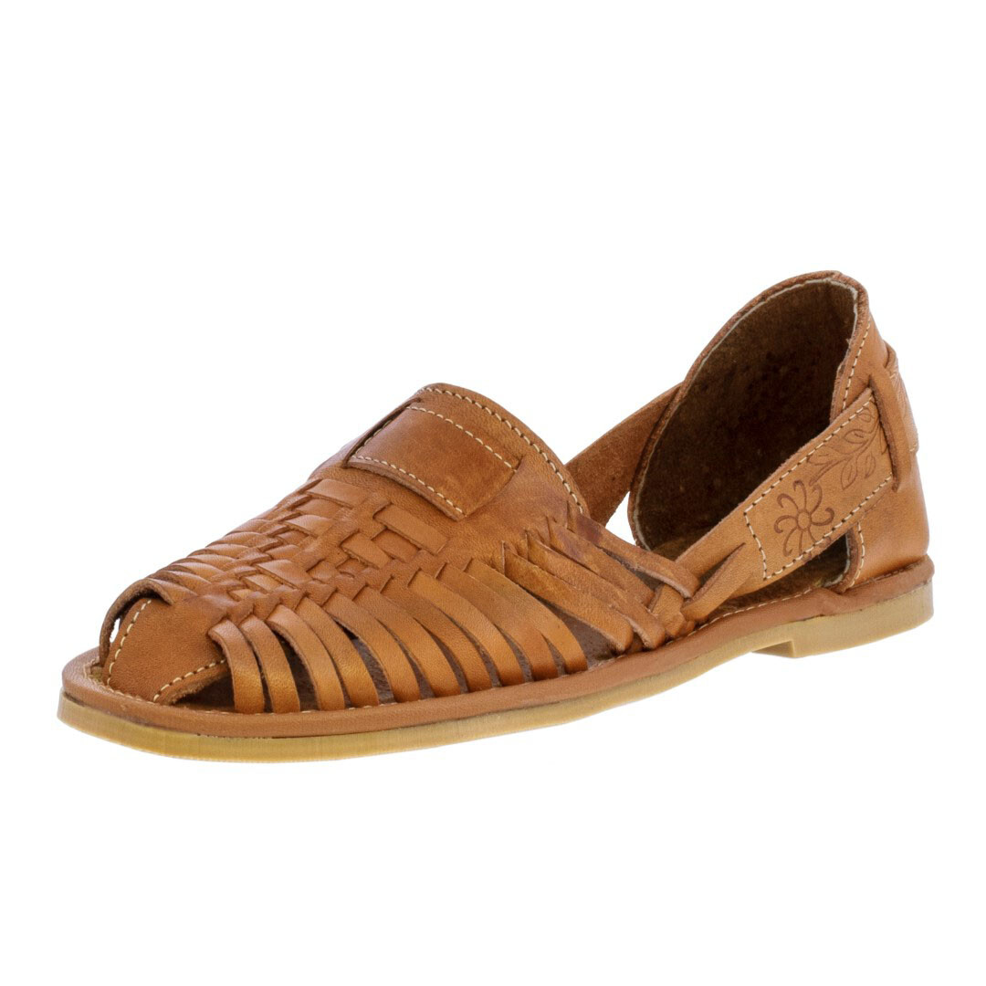 Womens Light Brown Sandals Real Woven Leather Mexican Authentic Huaraches Closed