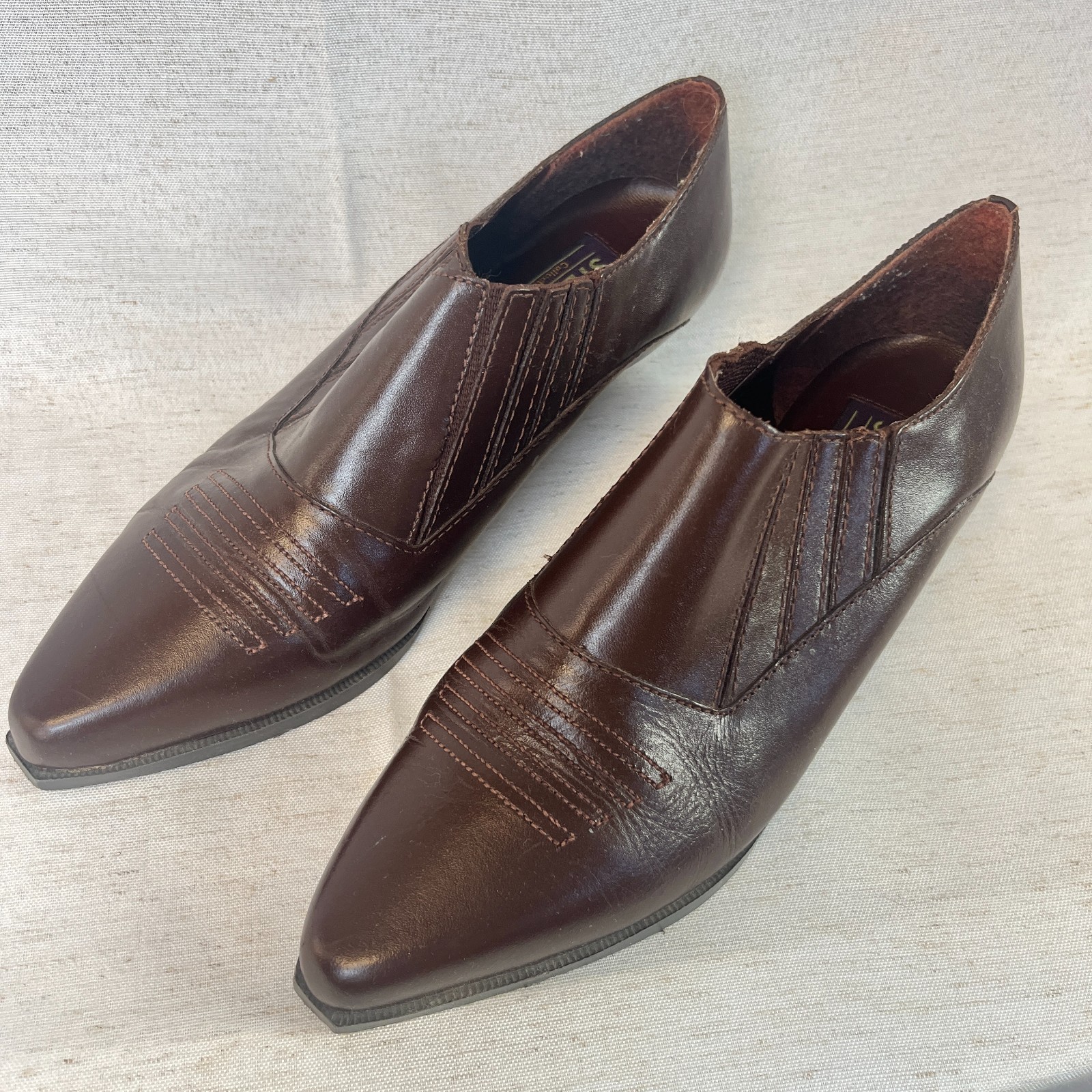 VTG 90s Neil Stephen Western Cowboy Ankle Boots Sz 8.5 Leather Pointed Toe