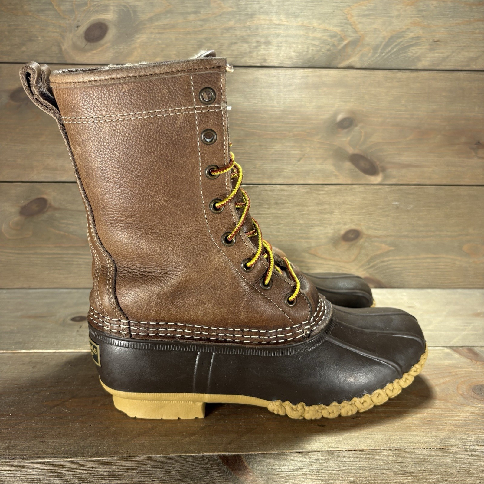Ll bean duck boots womens size 8 shoes brown shearling lined waterproof hunting