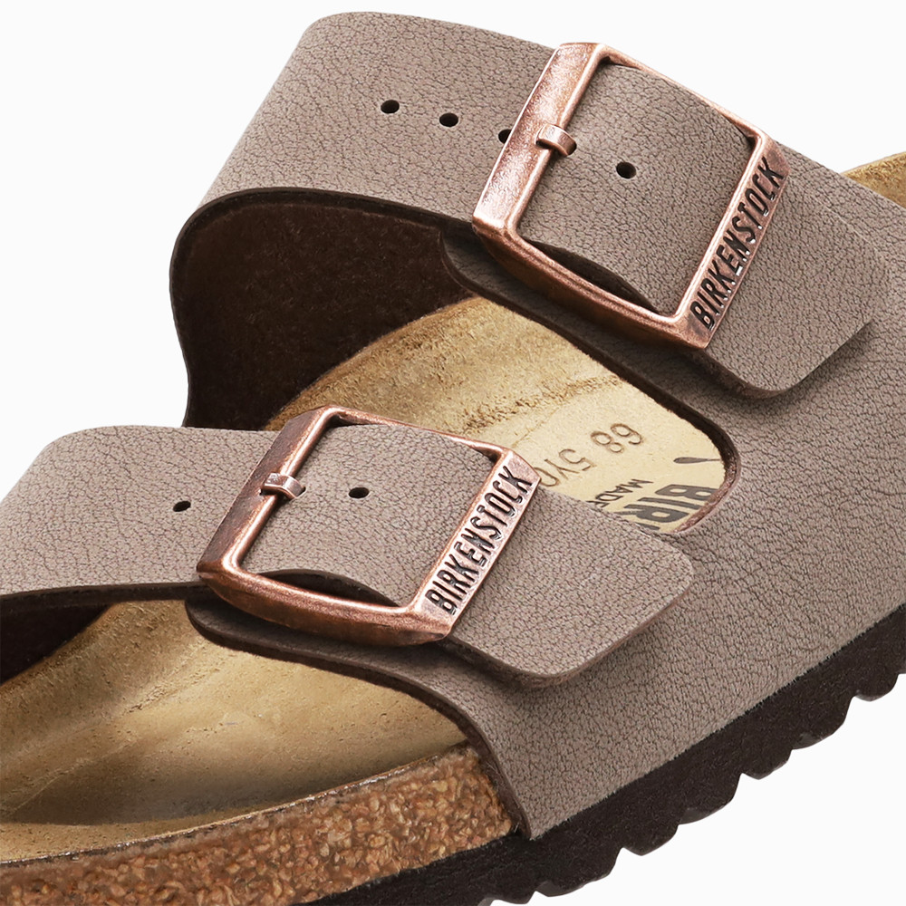 Birkenstock Arizona Birkibuc® Cork Footbed Mocha Two Strap Sandal Unisex Shoes