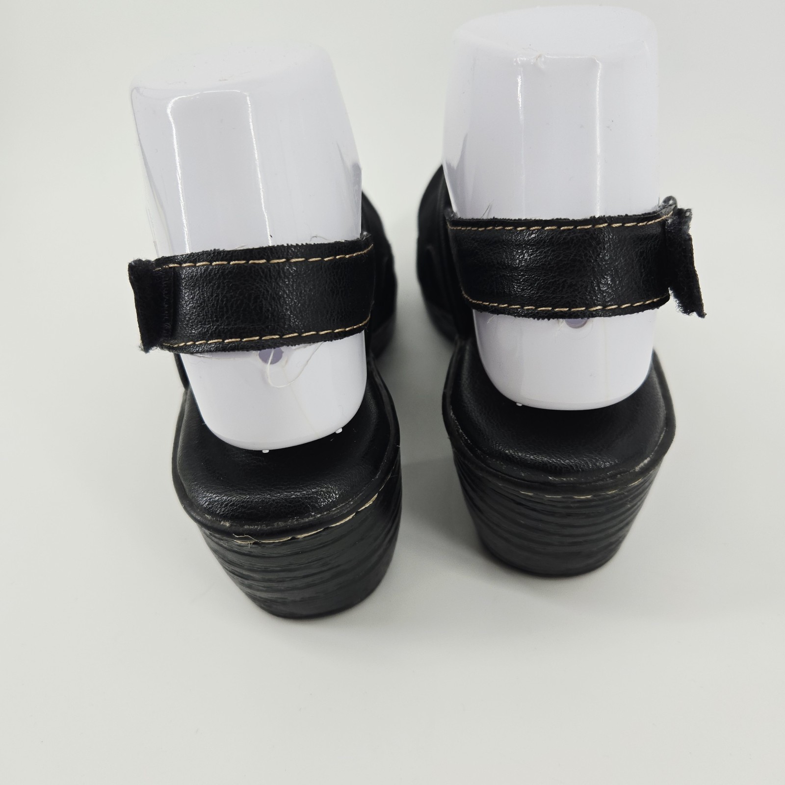 BOC Womens Clogs 7M Black Canvas Slingback Chunky Heels Platform Y2K Style