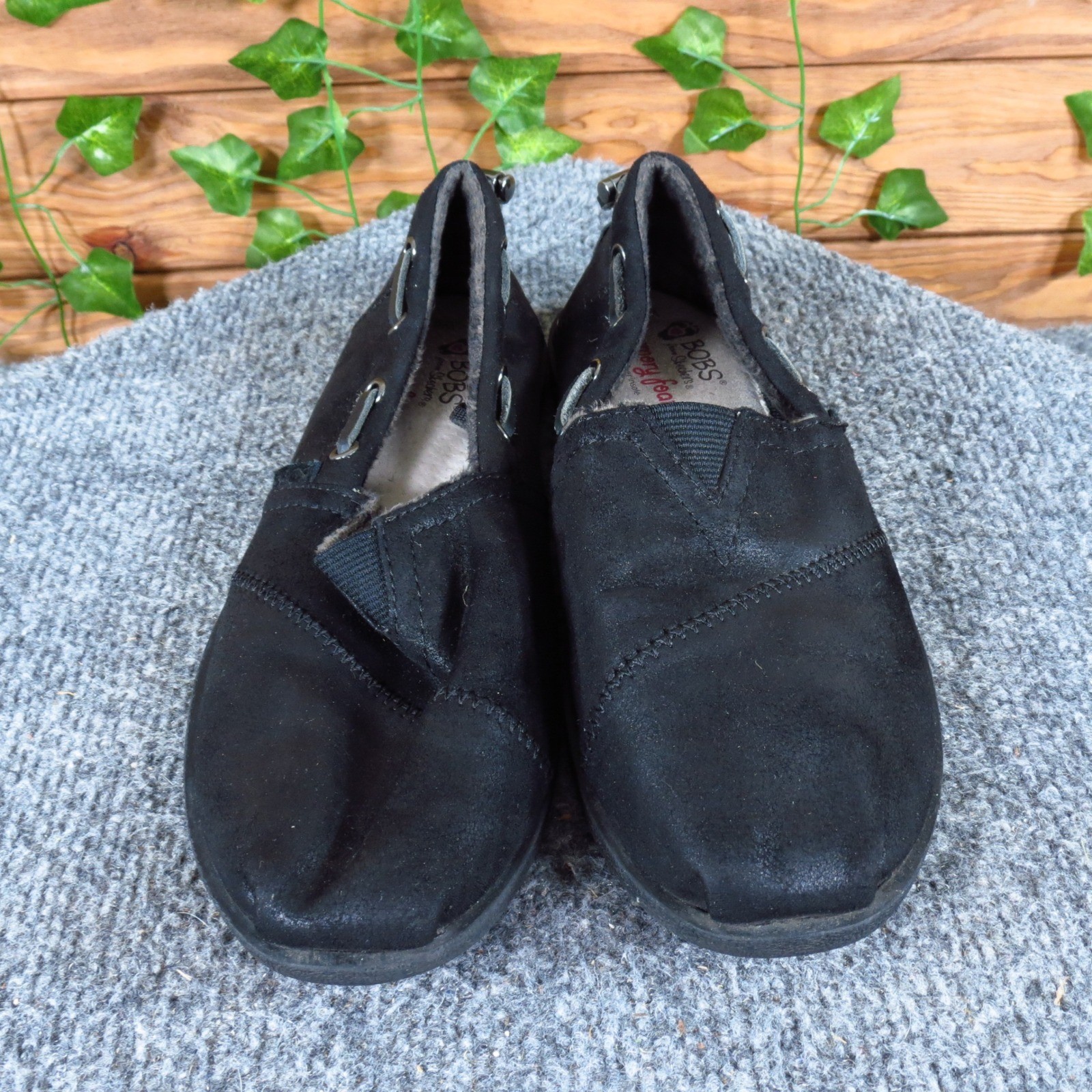 Bobs by Skechers Chill Luxe Women Casual Slip On Shoes Size 6.5 Daily Wear Black