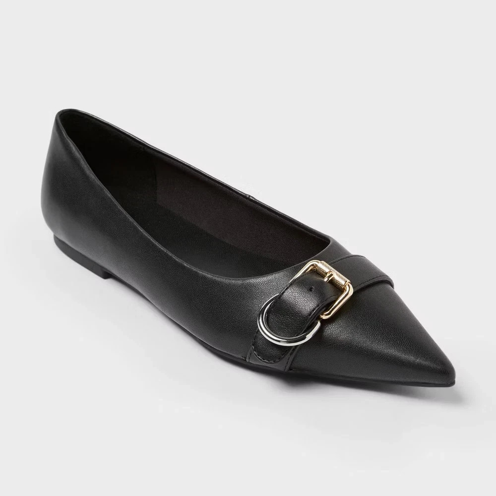 A New Day Valentina Pointed Toe Ballet Flats in Black