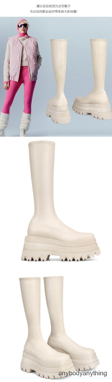 Street Style Women Thick Soled Platform Stretchy Ankle Boots High Heel Round Toe