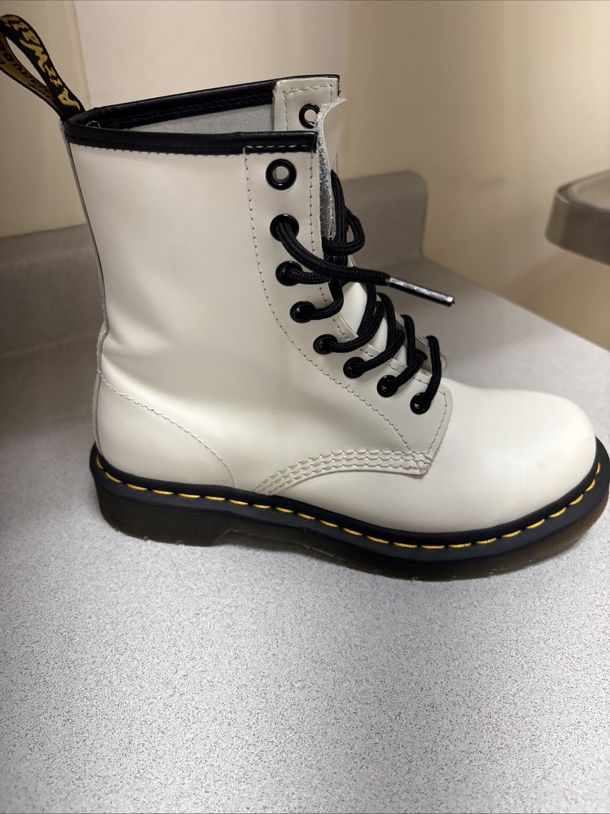 Dr. Martens Pascal 1460 Virginia Leather Boots for Women, Size US 7 – Off White