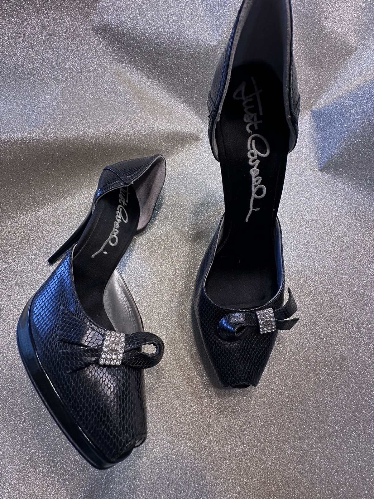 Just Cavalli Snake leather platform Holiday Sparkle size 39 1/2