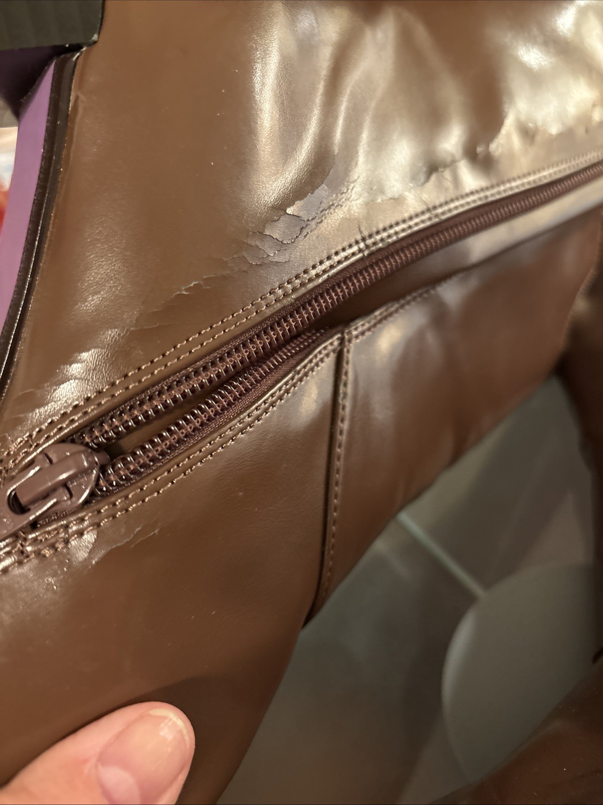 Suzanne Somers Mod Boots Brown Faux Leather Ankle Boot Lined 7.5 M 3.25″ Heel