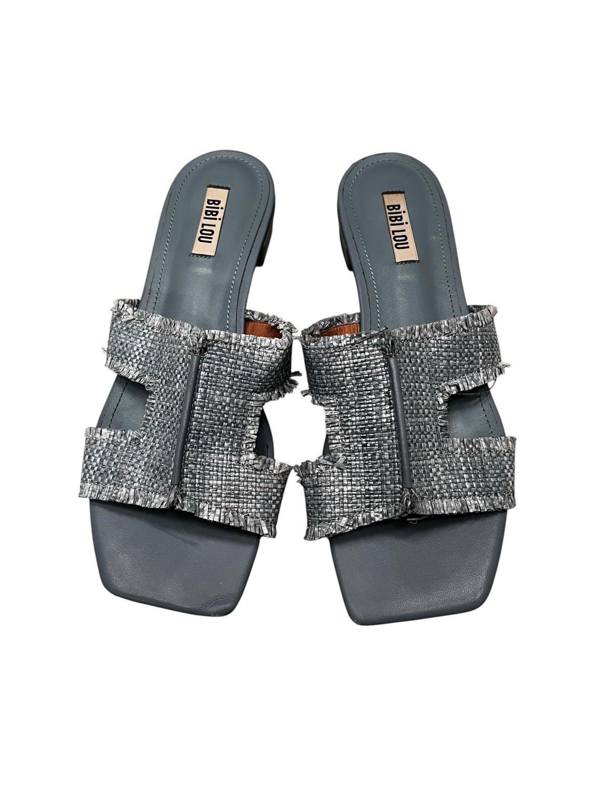 Bibi Lou Women’s Dahlia Raffia Sandals 39 US 8.5 Blue Slip-On Slide H Strap