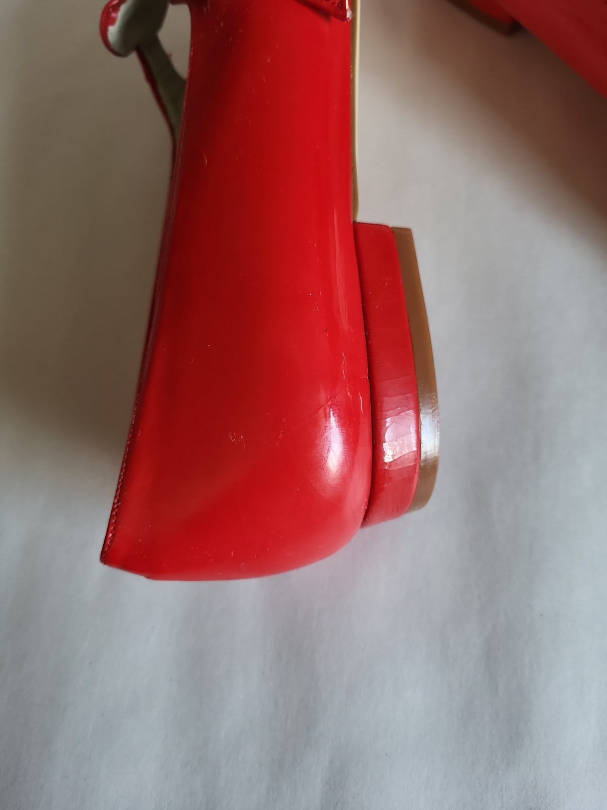 Vintage Clicks Size 7 B Red Patent Leather Flats Mary Kane Cutout Toe