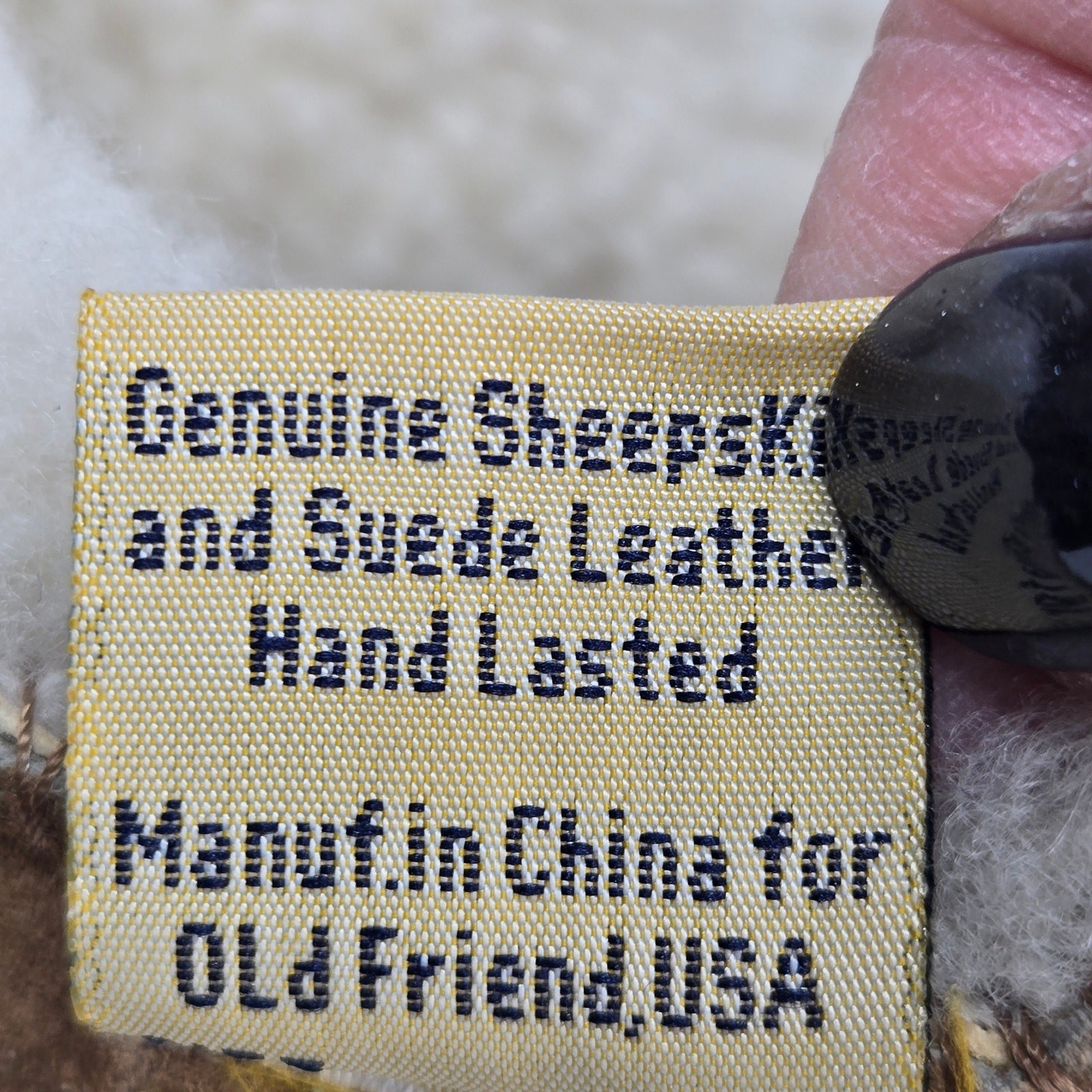 Old Friend Sheepskin Boots Tan Size 10 Suede Shearling Lined Mid Calf Winter