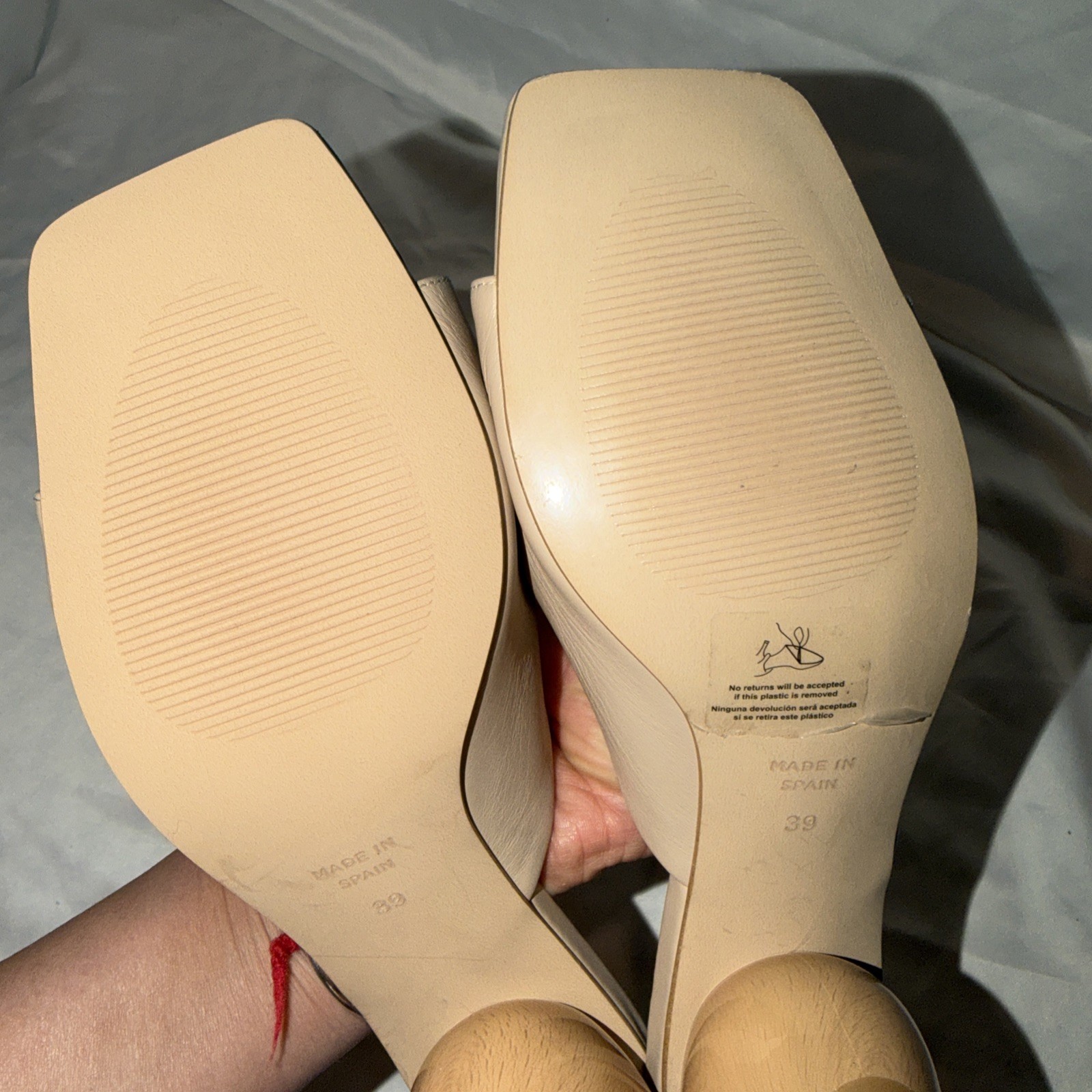 Ana Palma Slip On Mules Nude Leather Size 39