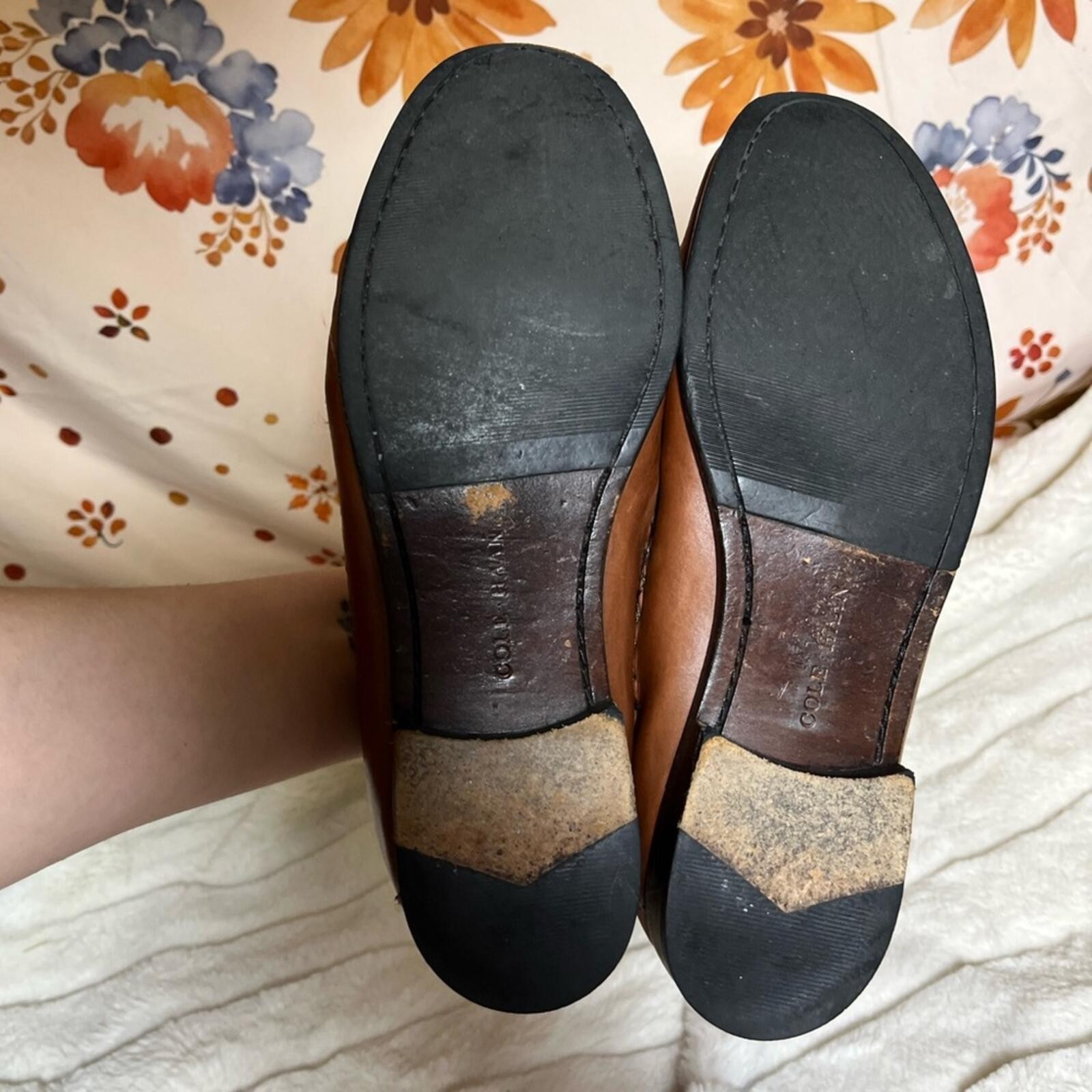 Cole Haan Womens 9.5B Vintage Brown Woven Leather Tassel Moccasin Workwear Shoes