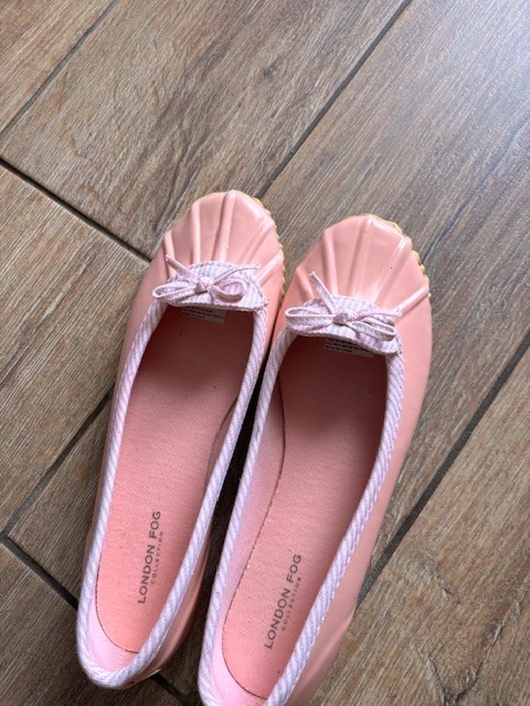 London Fog Pink Wester Women’s Duck Slip On Rubber Rain Shoes Sz 9