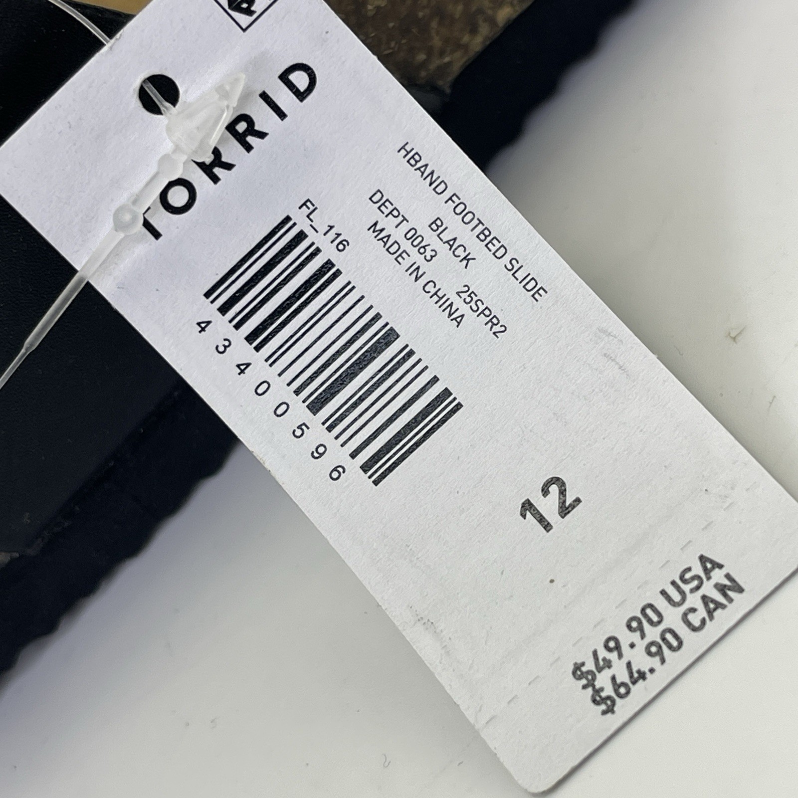 Torrid H-Band Slide Black Soft Footbed Size 12 Wide NWT