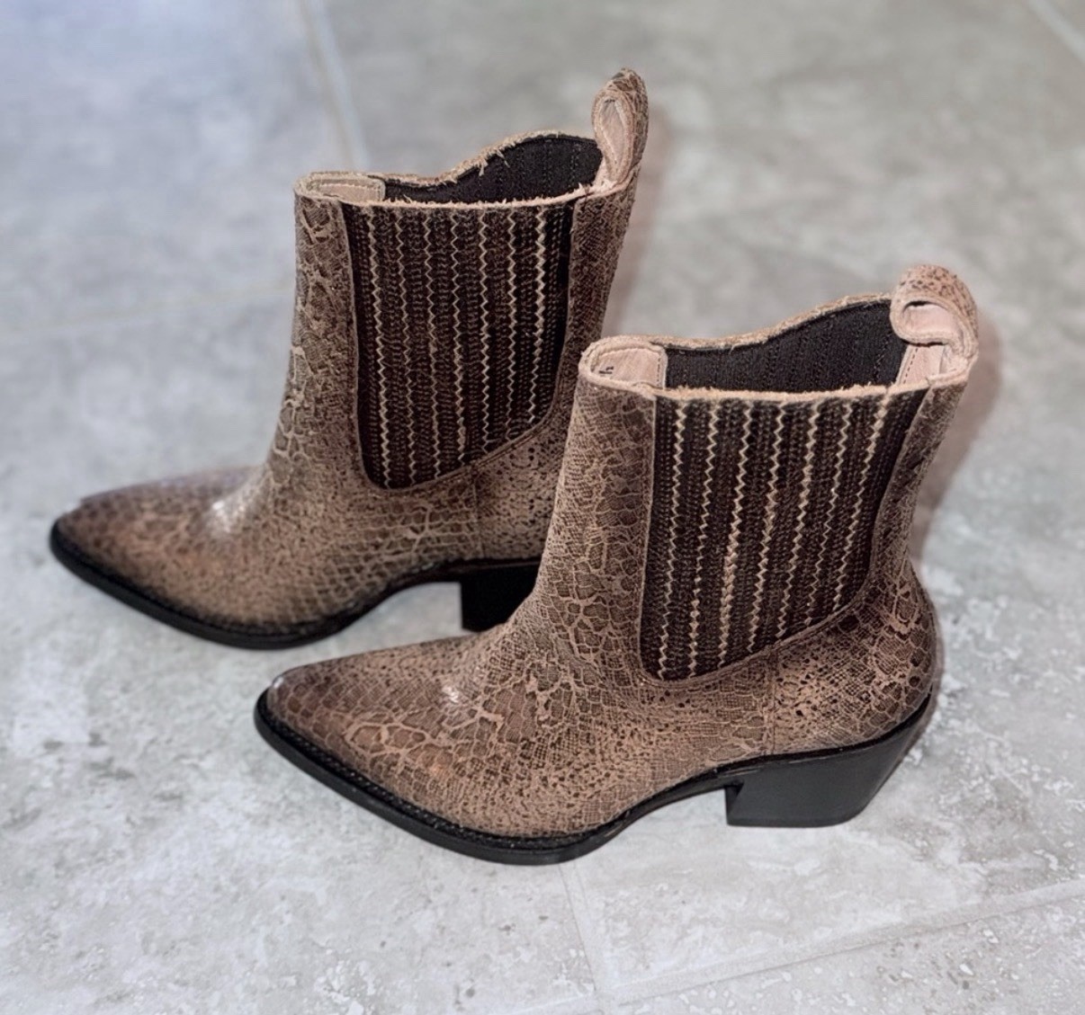 Mezcalero NWOB, Copper, Animal Textured, And Booties, Size 8