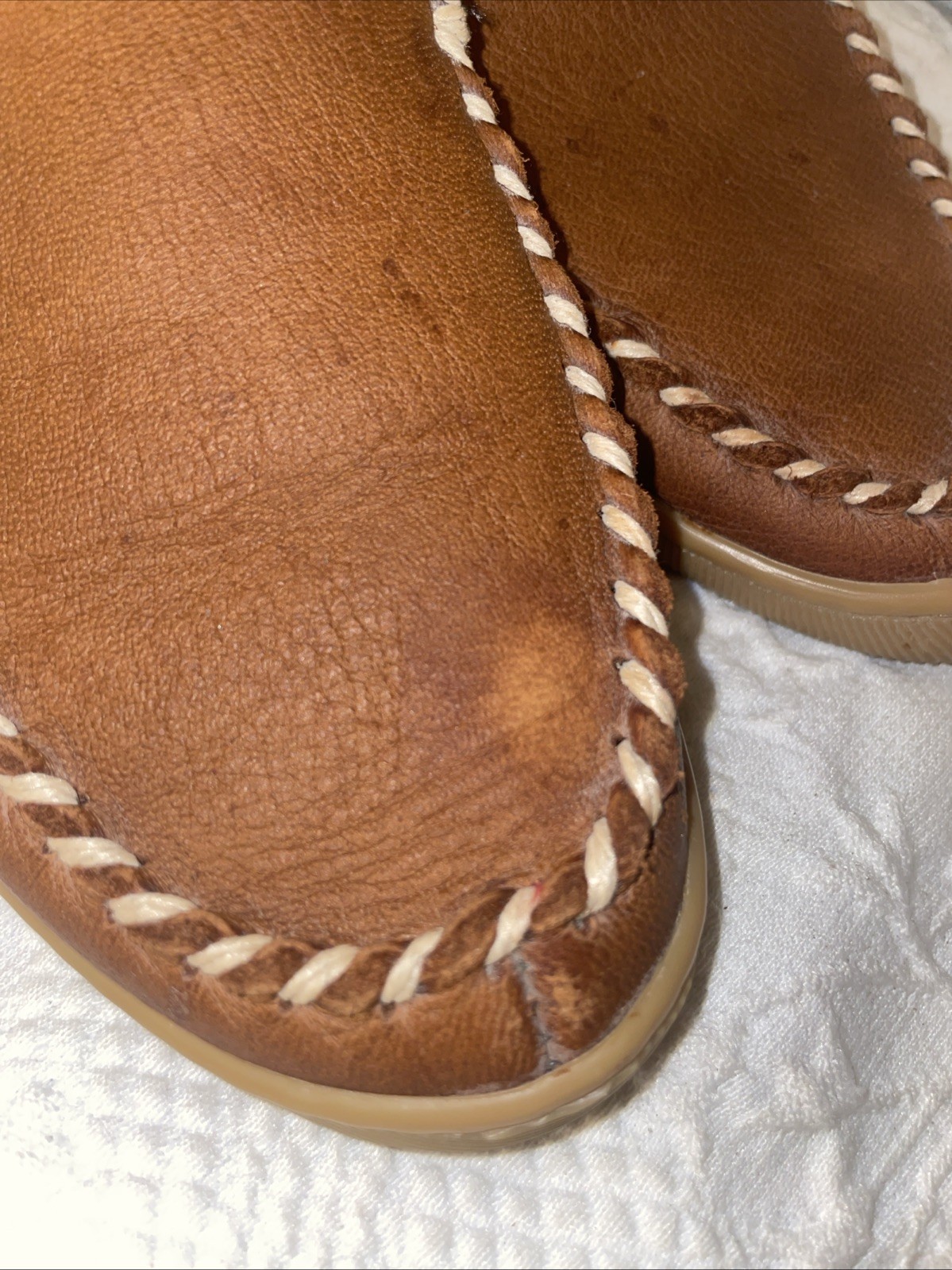 LL Bean Women’s Slippers 8M Brown Leather Buffalo Plaid Fleece Lined Slip On