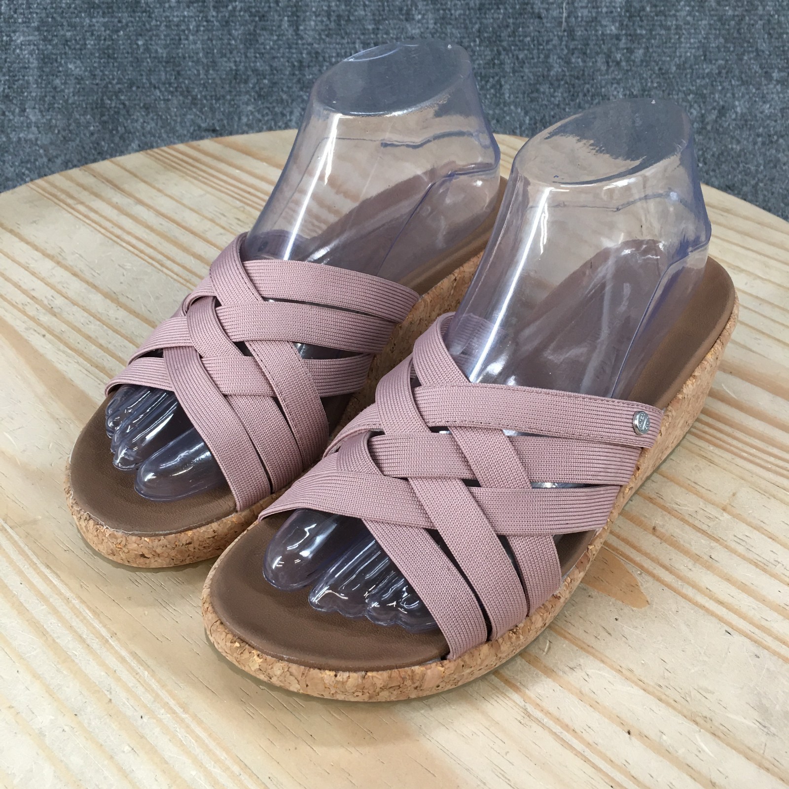 Skechers Arch Fit Beverlee Sandals Womens 7 Cork Wedge Slide 119258 Mauve Purple