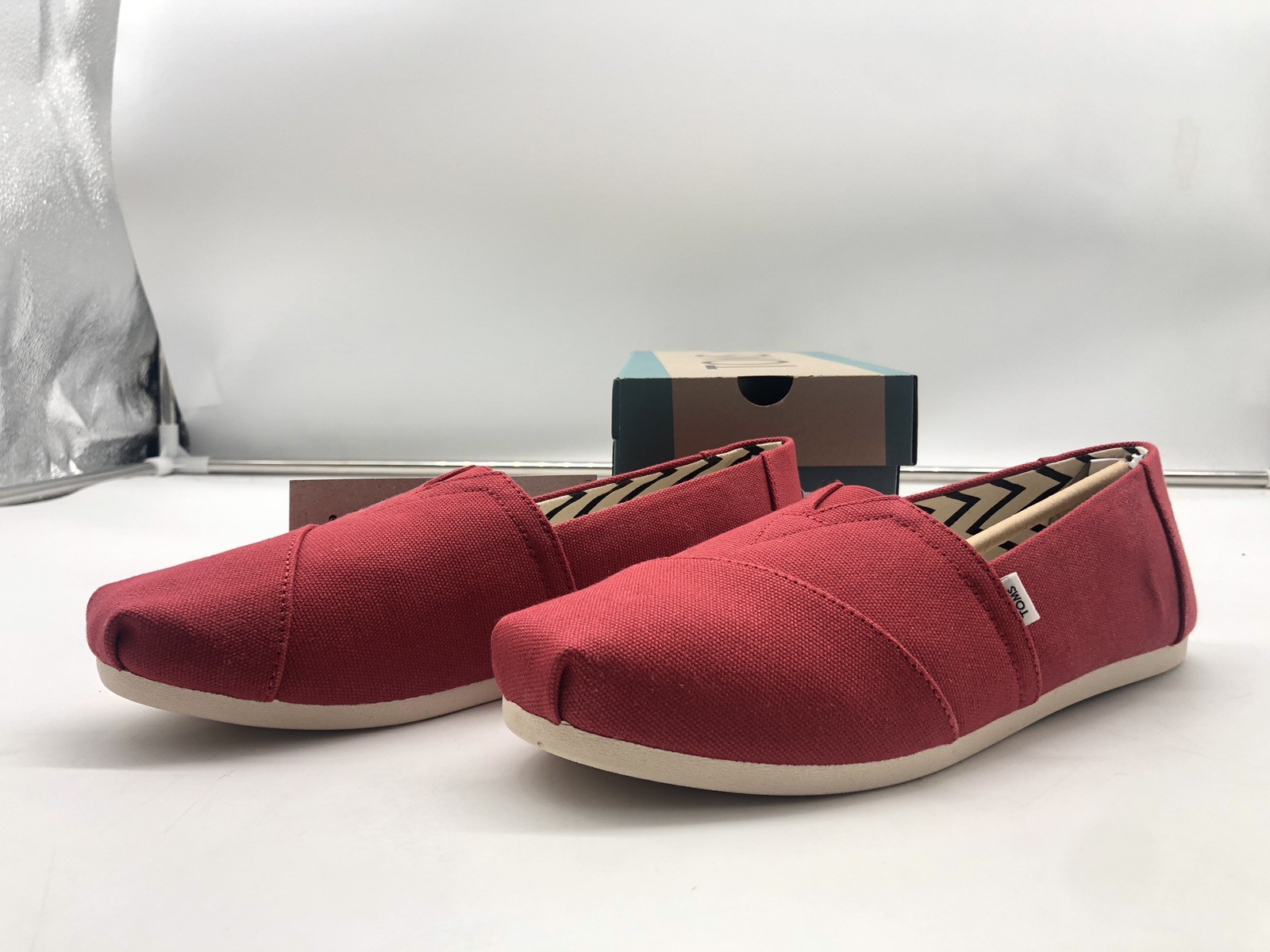 TOMS Women’s Alpargata Loafer Flat Red Recycled Cotton Canvas Size 9.5 New *