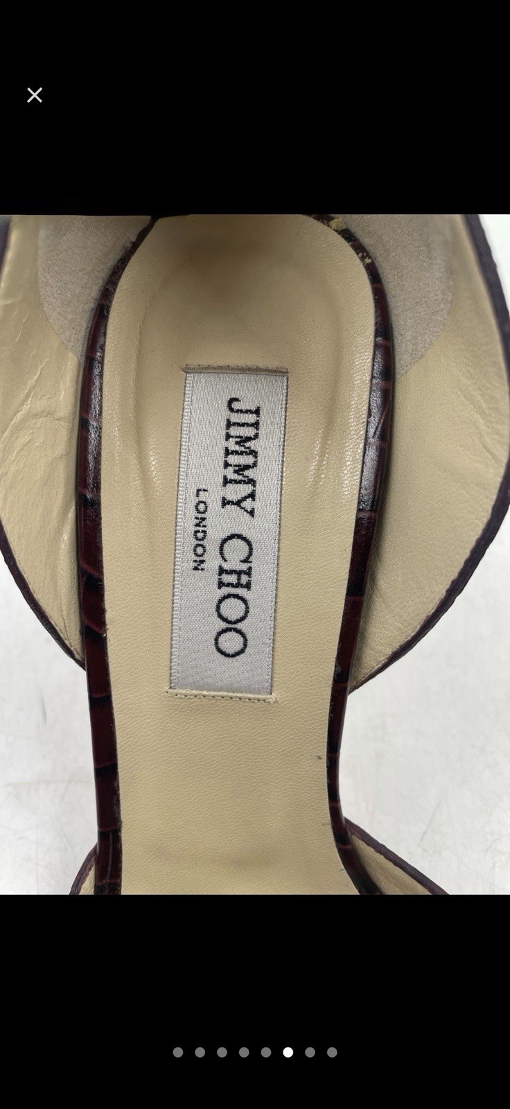 Jimmy Choo Women’s Burgundy Croc-Embossed Leather Peep Toe Pumps 9