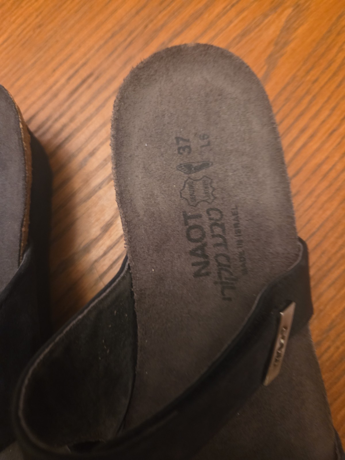 Naot Black Suede Jacey Adjustable Double Strap Wedge Sandals EU 37 US 6-6.5