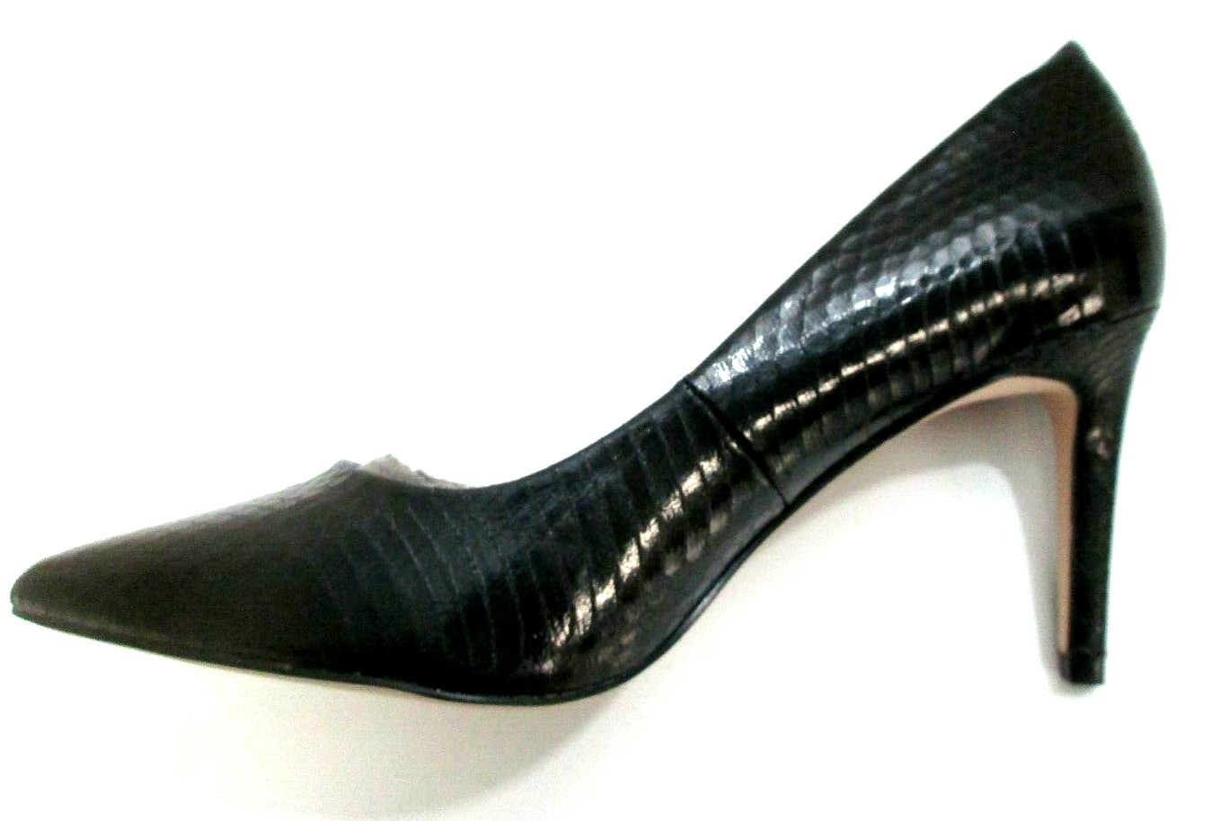 Black Pump Shoes Carpena Faux Snakeskin Jessica Simpson 3 1/4 inch heel US size