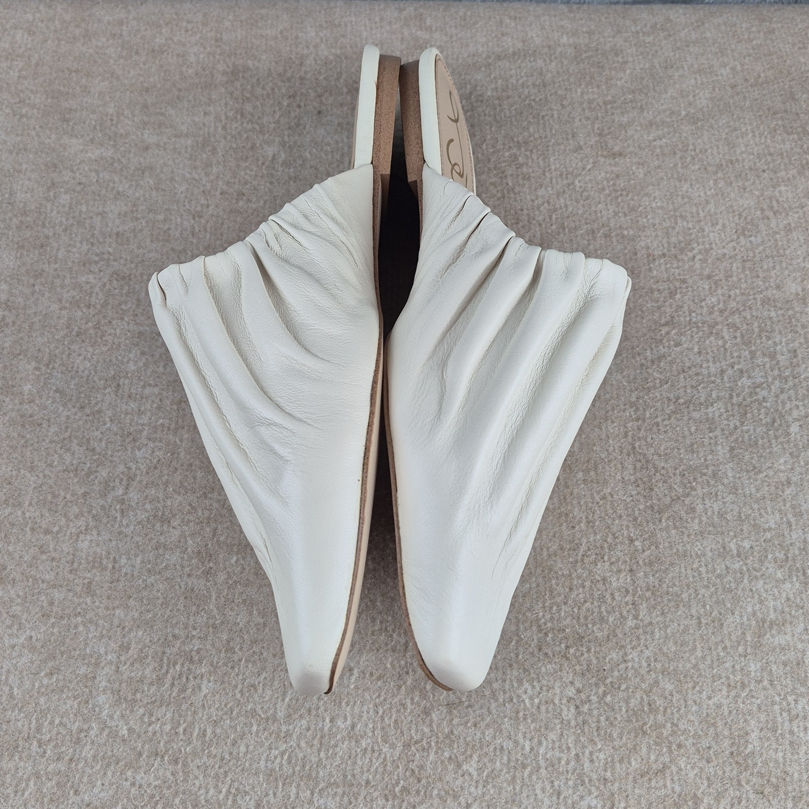 Sam Edelman Cecilia Mule Ivory Pleated Leather Shoes Size US 8.5 Retail $120