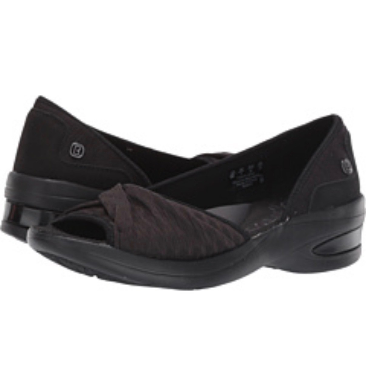 Bzees Remix Womens Black Fabric Knotted Peep Toe Wedge Sandals Size 6M NEW