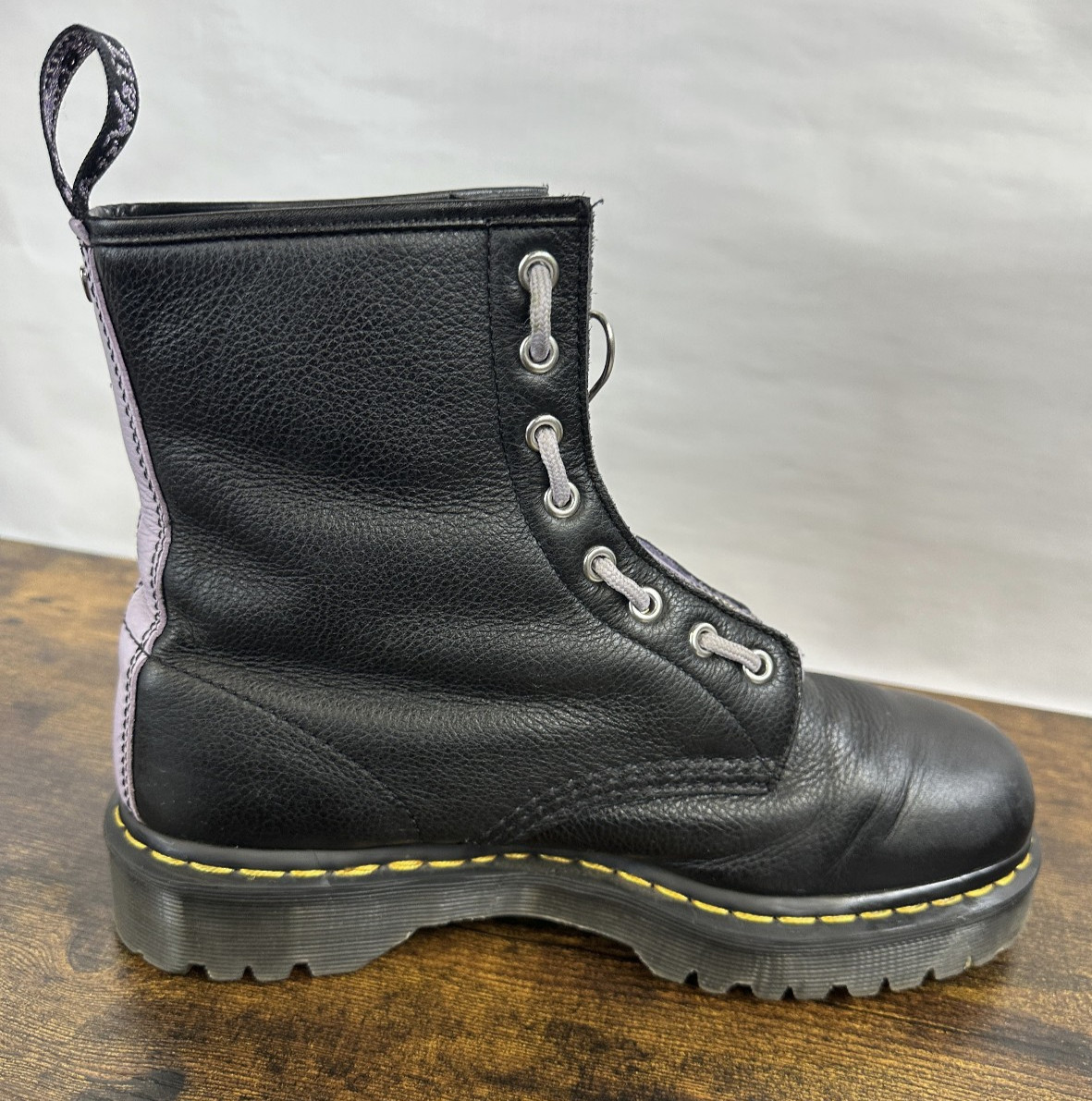 Dr Martens 1460 Zip Heart Black Purple Lace up Combat Boots Goth Punk Grunge 10