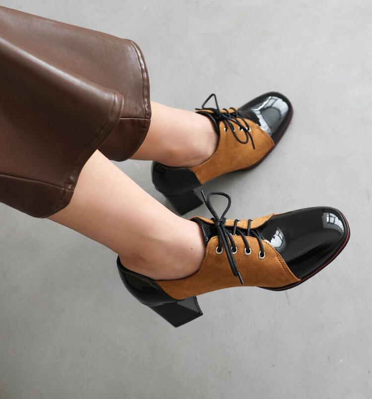 Womens Formal Business Pump Retro Elegant Casual Lace Up Block Chunky Heel Shoes