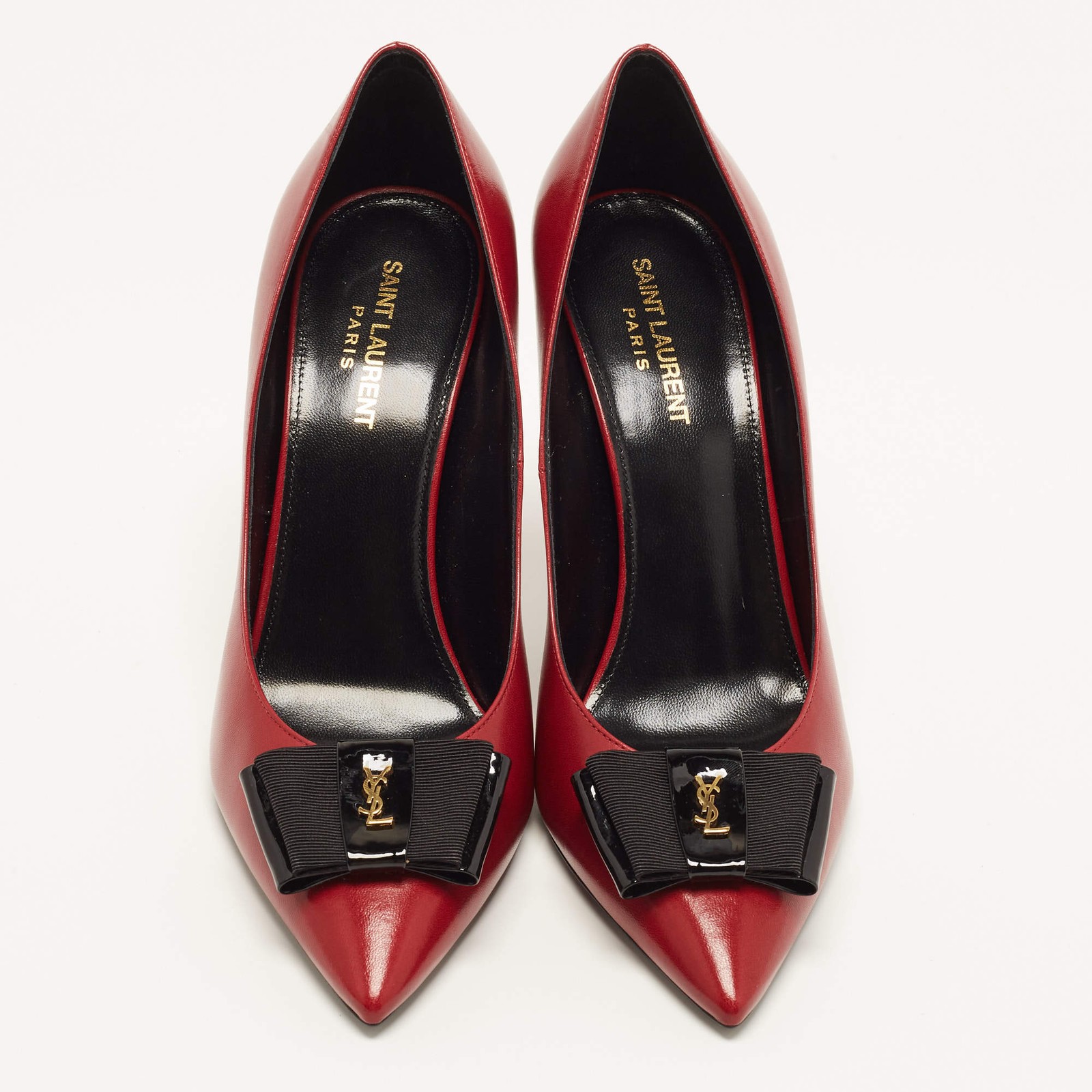 Saint Laurent Anais Bow Size 40.5 Dark Red Leather Pumps