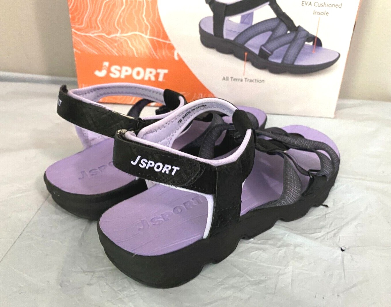 JSport Women’s KAIA Adjustable Strap Sports Sandal – SIZE 7, 8, 11 -Black/Purple