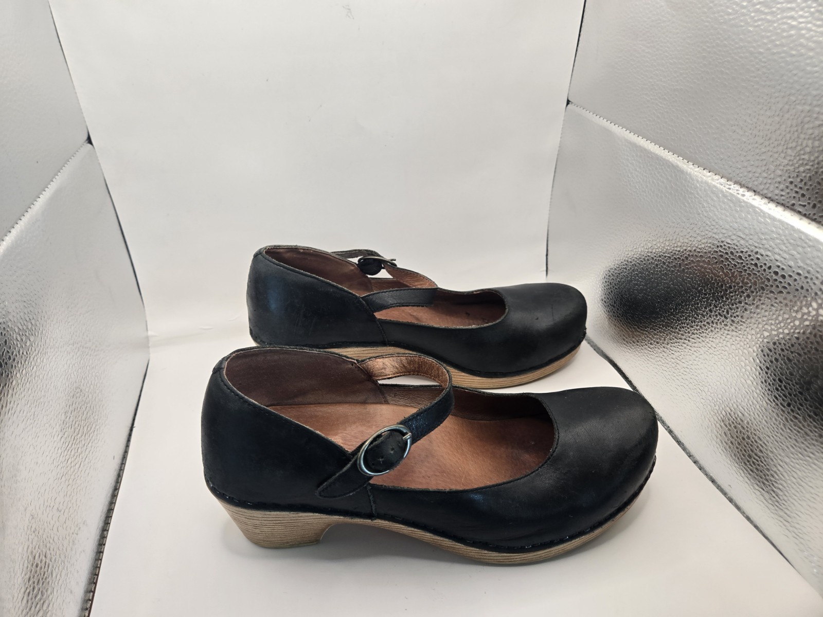 DANSKO Soft Full Grain Black Leather Mary Janes Comfort Clogs Shoes EU 42 US 11