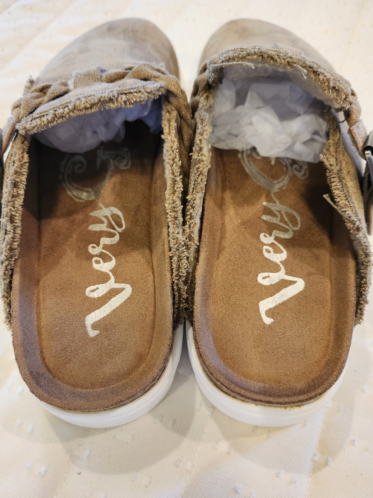 Very G Women’s Brown Suede Look Clog Slip On Shoes Sz 7 NWB