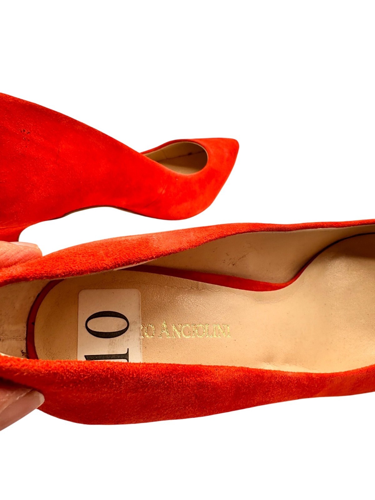 Enzo Angiolini Size 10 Pink Leather Pointed-Toe Heels Elegant Mid-Heel Pumps