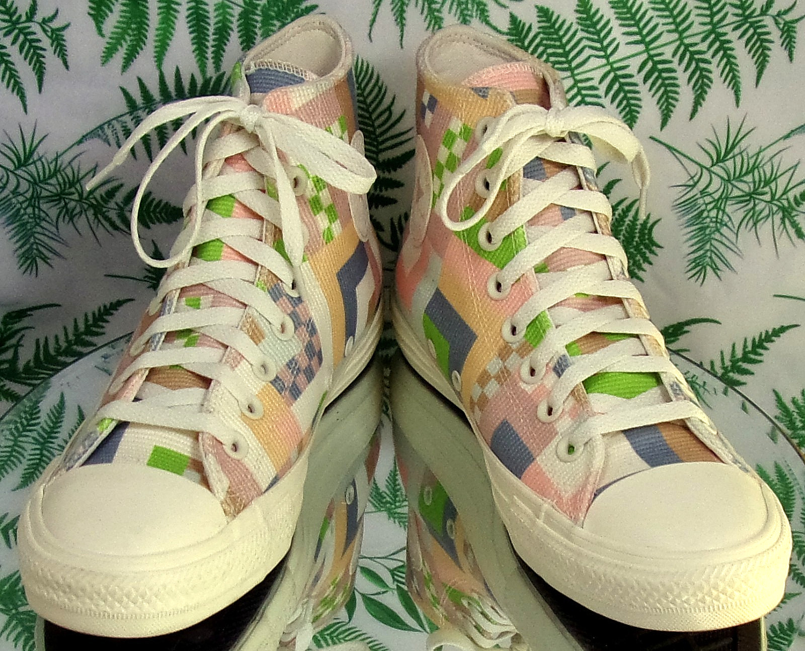 CONVERSE CRAFTED ABSTRACT STRIPES CANVAS HIGH TOP SNEAKERS SHOES US WOMENS SZ 9