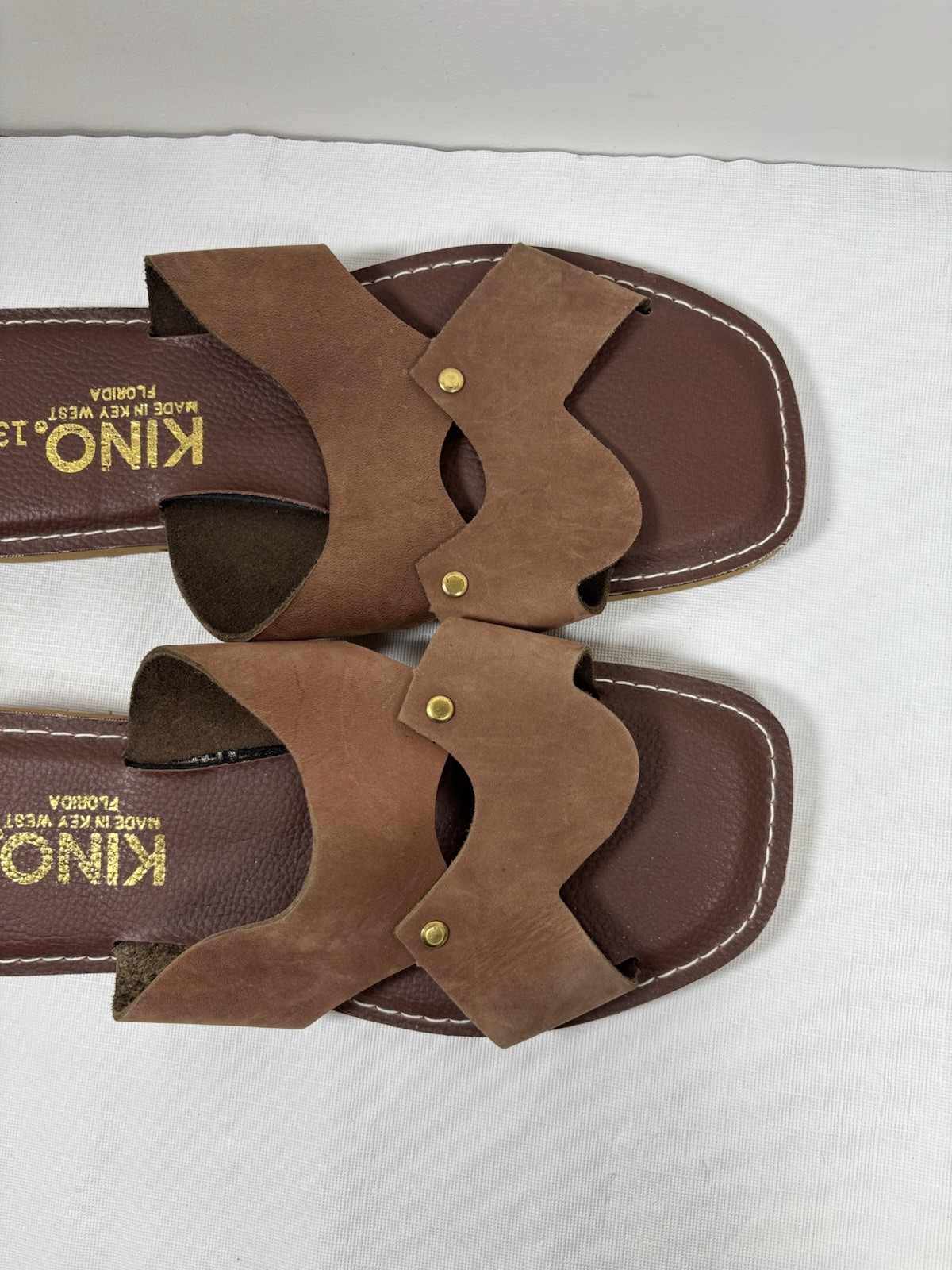 KINO Womens Leather Suede Slip On Sandals Sz 13 Handmade Key West Florida Casual