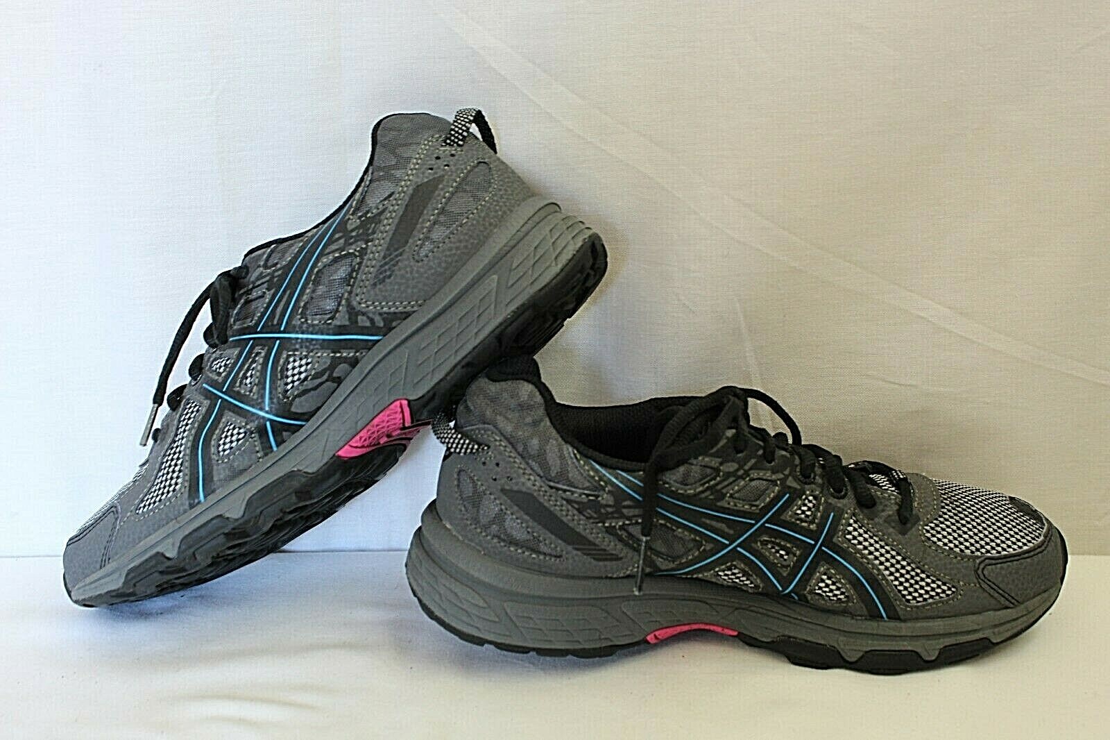 ASICS GEL-VENTURE 6 WOMENS ATHLETIC SHOES SIZE 8.5 GRAY FAUX LEATHER & FABRIC UP