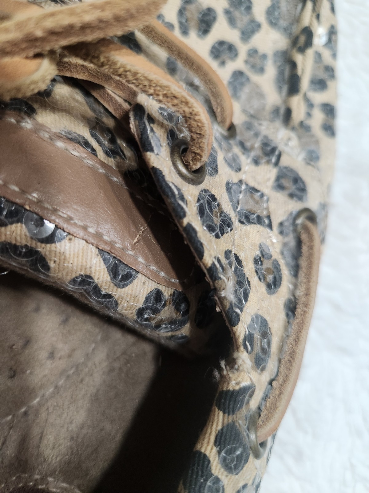 Reel Legends Women’s Leopard Print Sequin Boat Shoes Sparkle Deck Shoes Size…