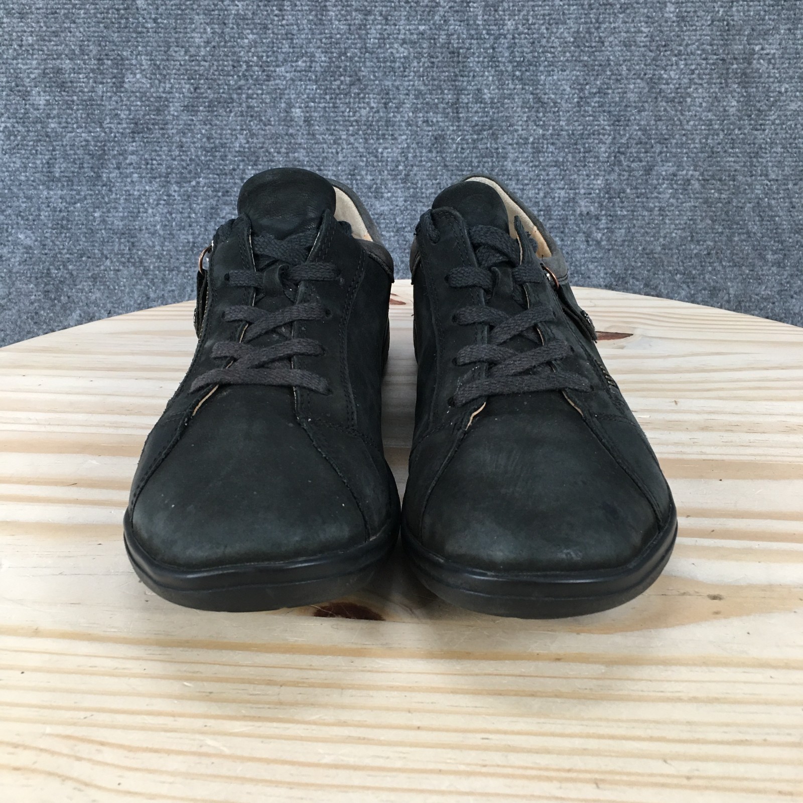 Hartjes XS Shoes Womens 8 Casual Side Zip Lace Up Sneakers Black Gray Leather
