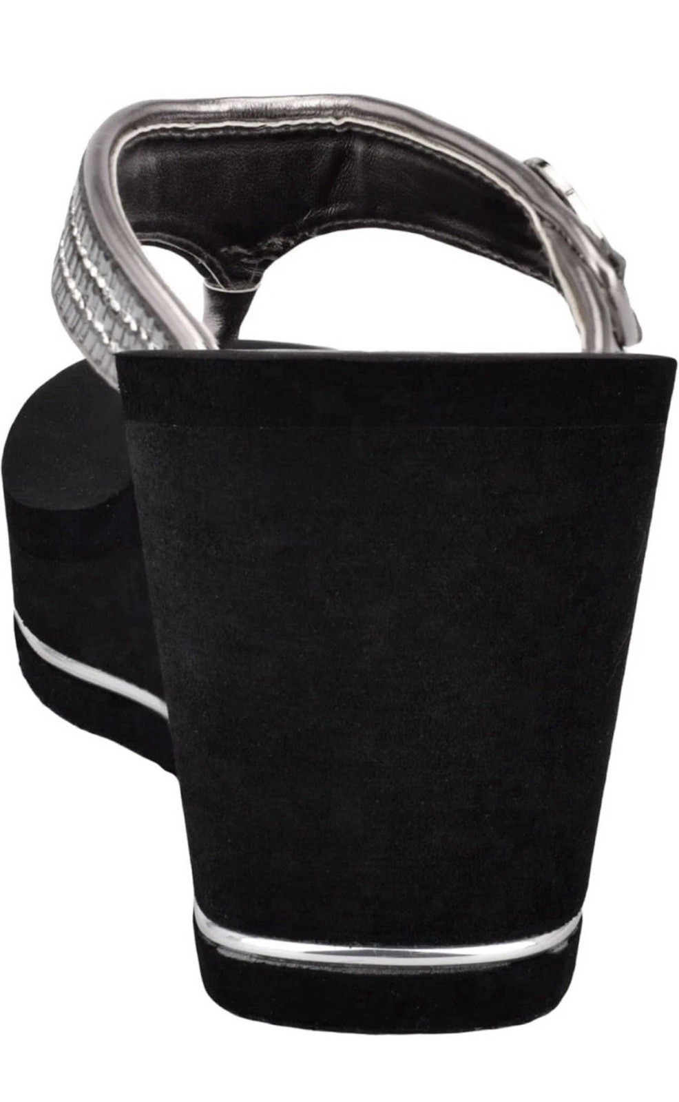 GUESS Women’s Gwsarraly ~ 3″ EVA wedge heel ~ Black/Silver ~ Size 9
