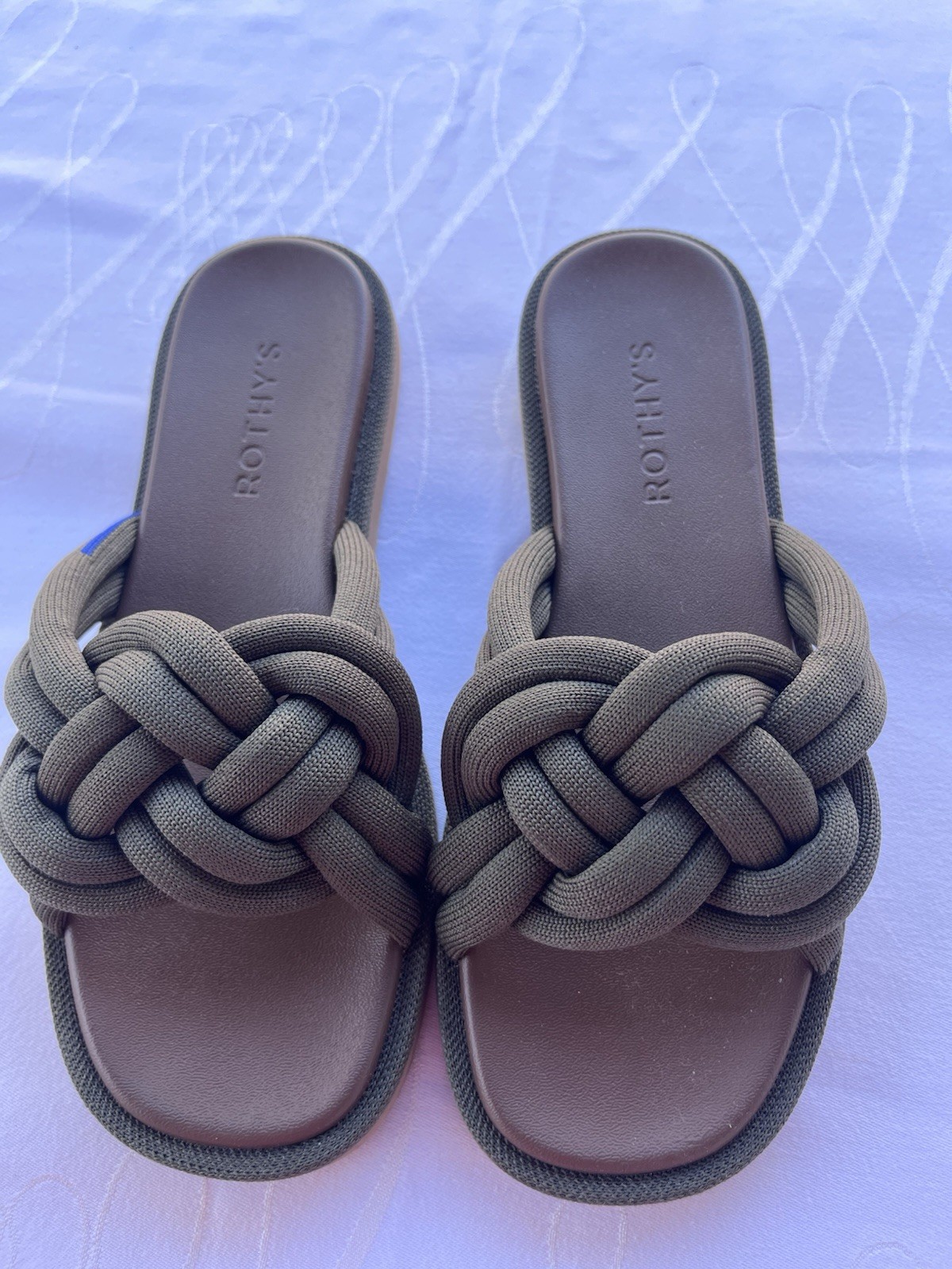 Rothy’s Women’s Green Braided Strap Slide Sandals Slip-On Recycled Plastic 6.5
