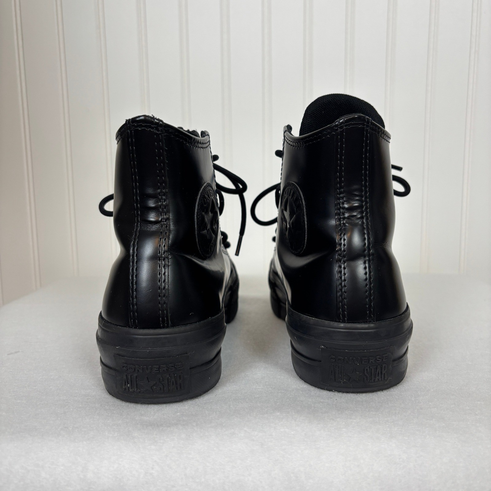 Converse Chuck Taylor All Star Lift Platform Leather Shoes 8 Black Total Eclipse