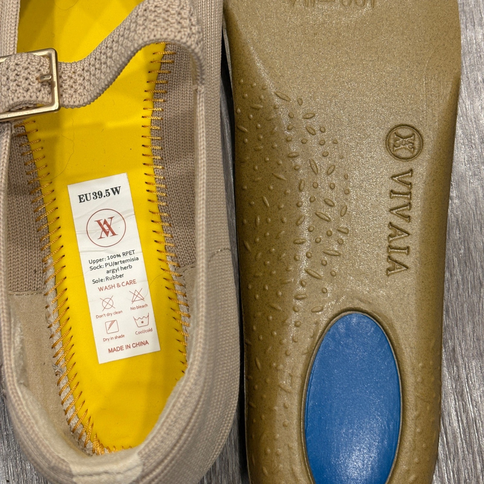VIVAIA Margot Square-Toe Mary Jane Almond Ribbed Knit Flat Preppy Minimalist 8.5