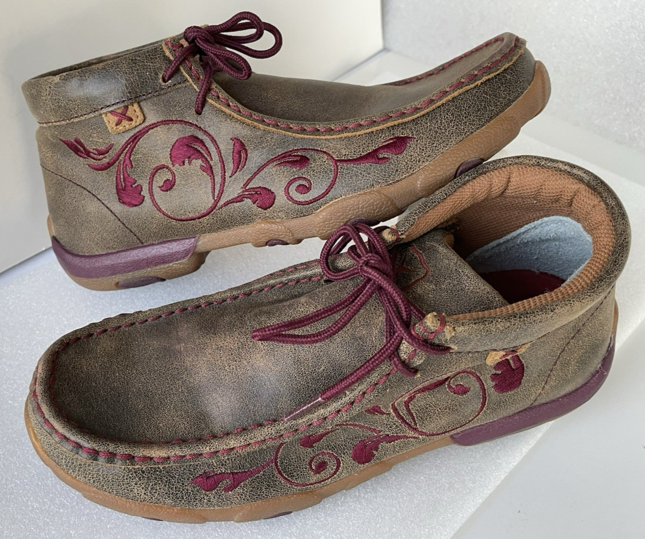 Twisted X Chukka Driving Moc Shoes Wo’s 8M Leather Embroidery Booties ~Excellent